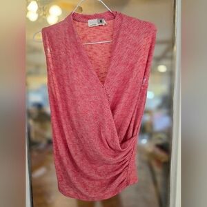 Everleigh Anthropologie Coral Knit Drap Top Xs Sleeveless